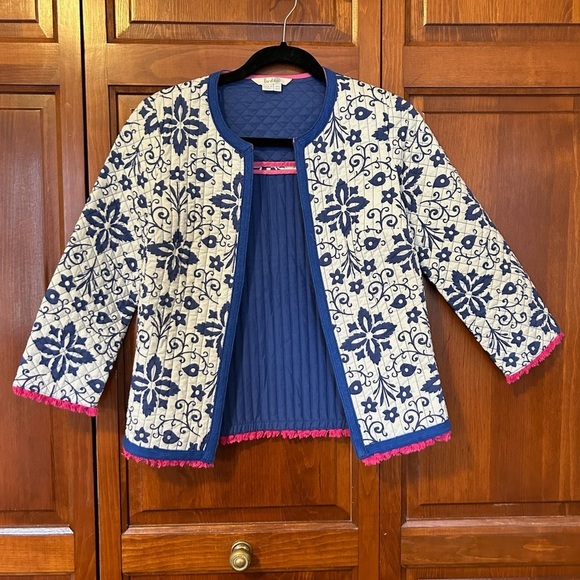 Boden Jackets & Blazers - Boden Quilted Open Front Blue and White Jacket Size 2